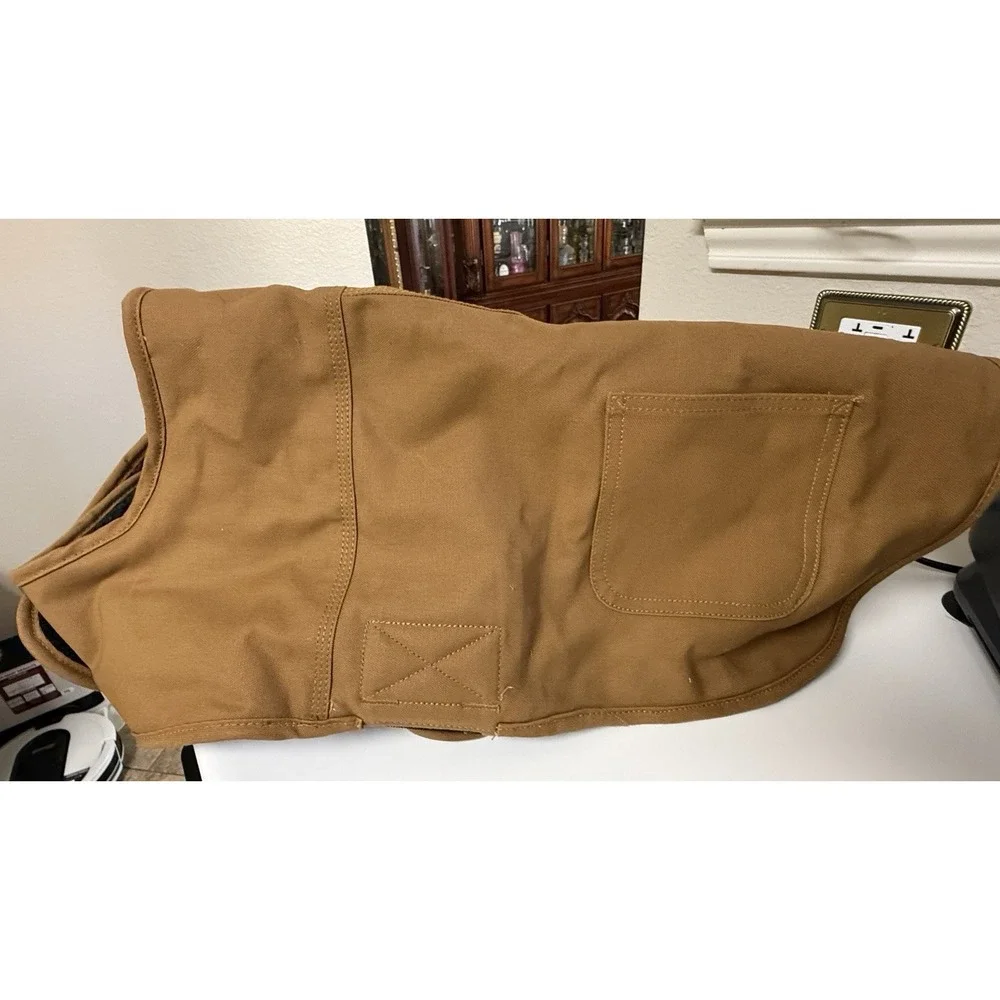 Carhartt Dog Chore Coat Insulated Fleece Vest Jacket Brown/Plaid Large